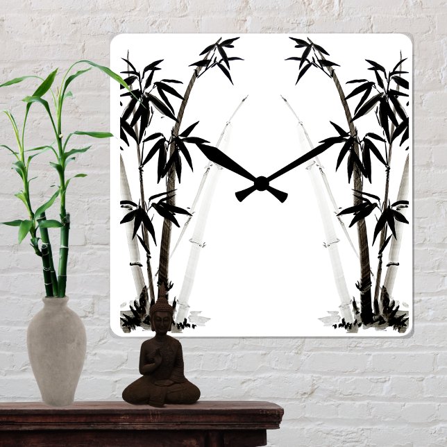 Horloge Carrée Bambou noir - Encre (Créateur téléchargé)