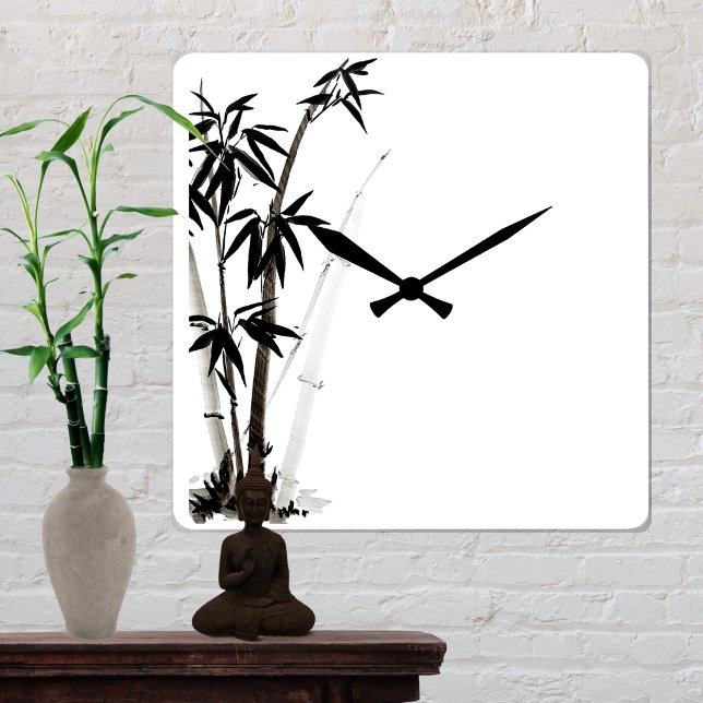 Horloge Carrée Bambou noir - Encre (Créateur téléchargé)