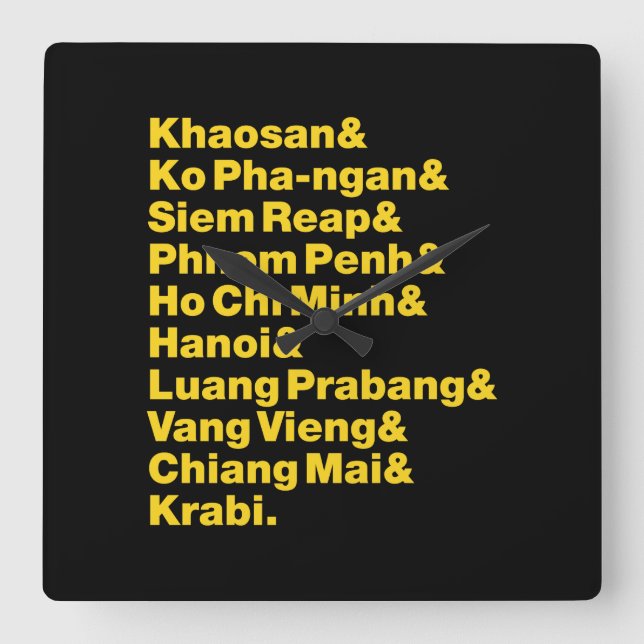 Horloge Carrée Banana Pancake Trail / Circuit (Recto)