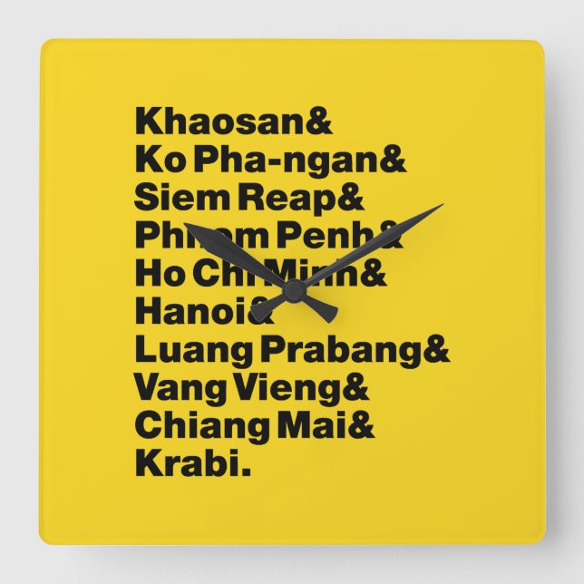 Horloge Carrée Banana Pancake Trail / Circuit (Recto)