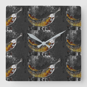 Horloge Carrée banane plantain nature