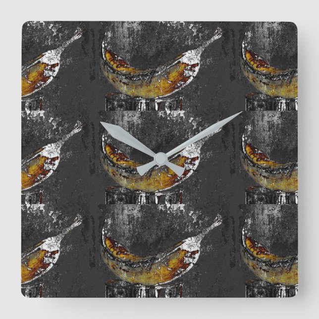 Horloge Carrée banane plantain nature (Recto)
