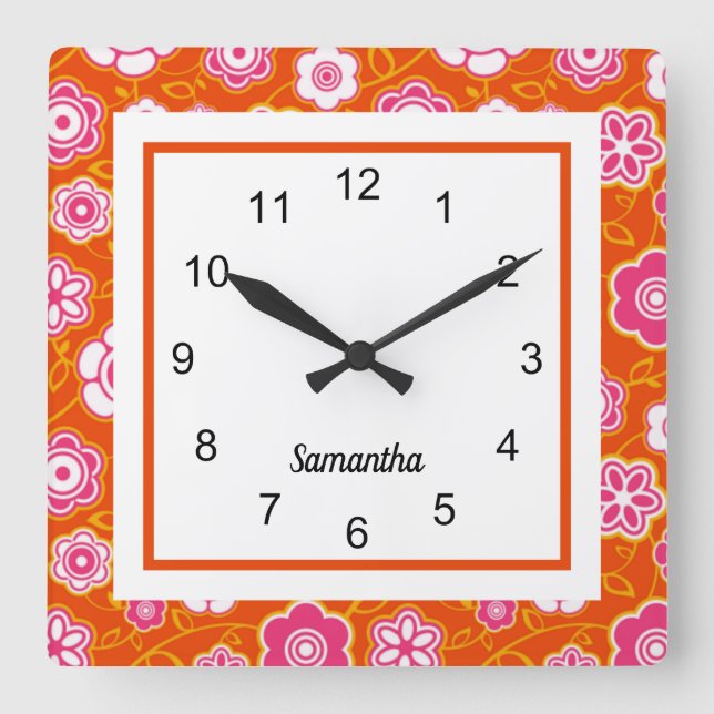 Horloge Carrée Bandana floral (Recto)