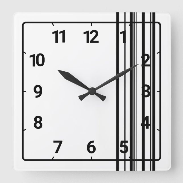 Horloge Carrée Bandes noires (Recto)