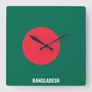 Horloge Carrée Bangladesh Drapeau éblouissant patriotique