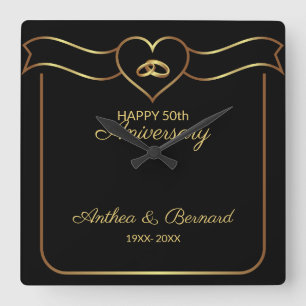 Horloge Carrée Bannière or