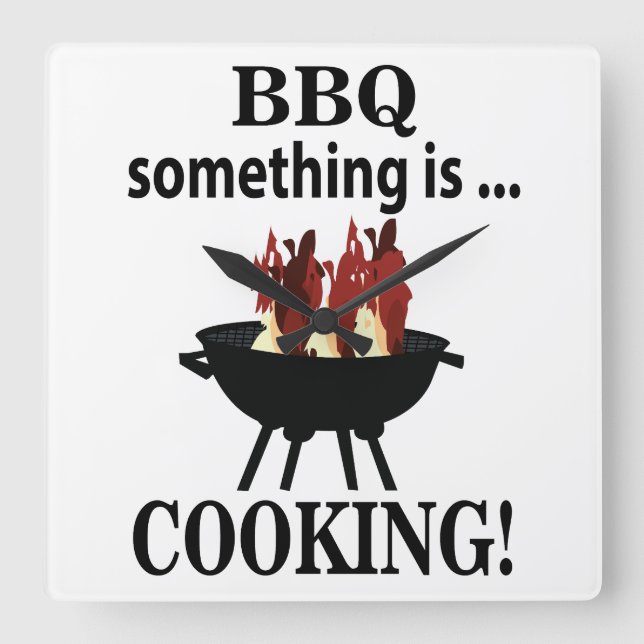 Horloge Carrée Barbeque Cook Chef Funny BBQ (Recto)