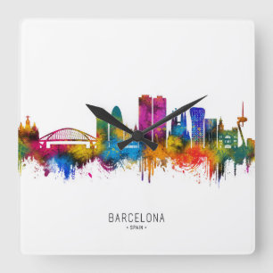 Horloge Carrée Barcelone Espagne Toits