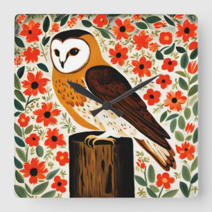 Horloge Carrée Barn Owl