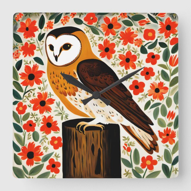 Horloge Carrée Barn Owl (Recto)
