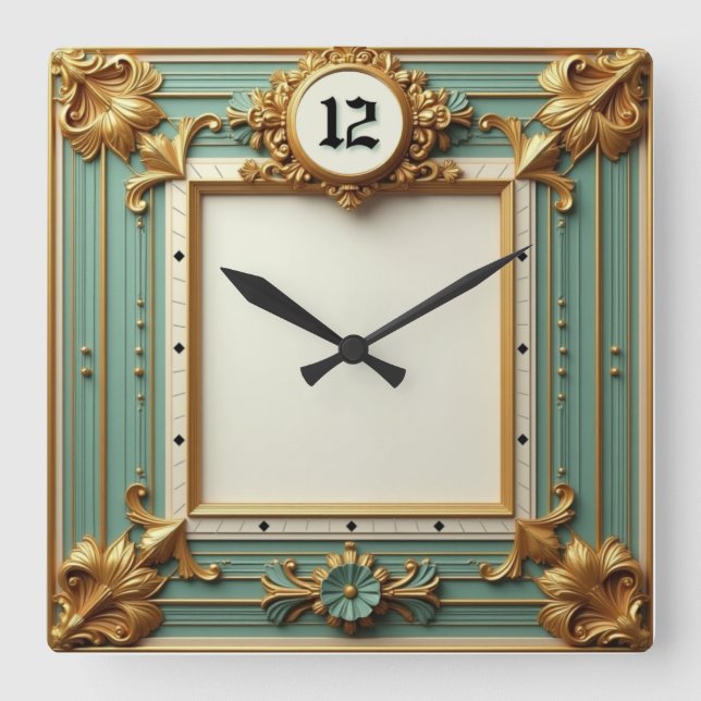 Horloge Carrée Baroque élégant (Recto)