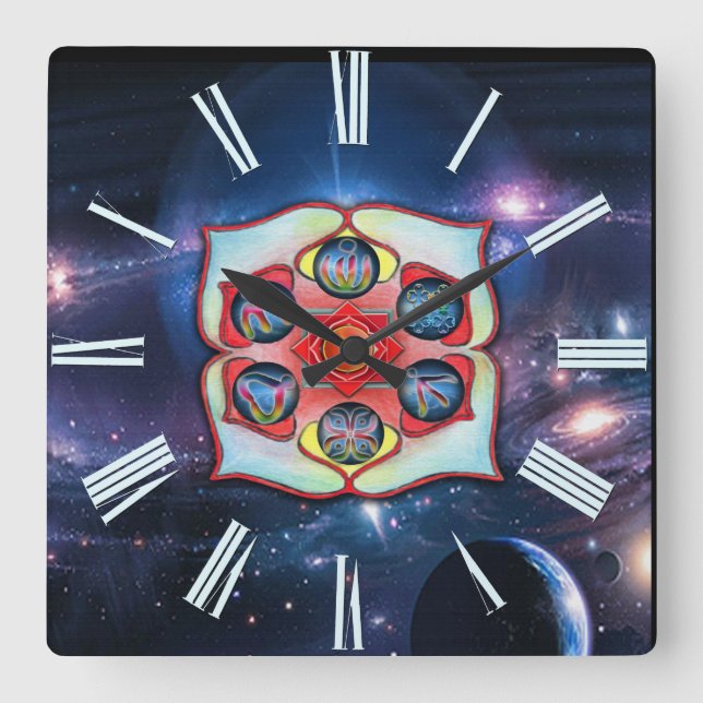 Horloge Carrée Base Chakra (Recto)