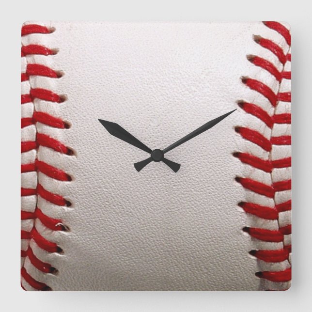 Horloge Carrée Baseball et Softball Classiques Couture Rouge (Recto)