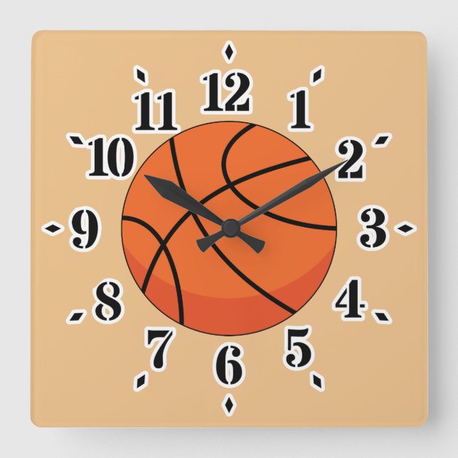 Horloge Carrée Basket-ball (Recto)