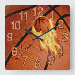 Horloge Carrée Basket-ball senior Toxits Clock with NAME and NUMB