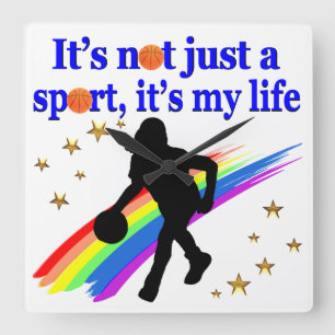 HORLOGE CARRÉE BASKETBALL EST MON BASKETBALL DE VIE CONCEPTION