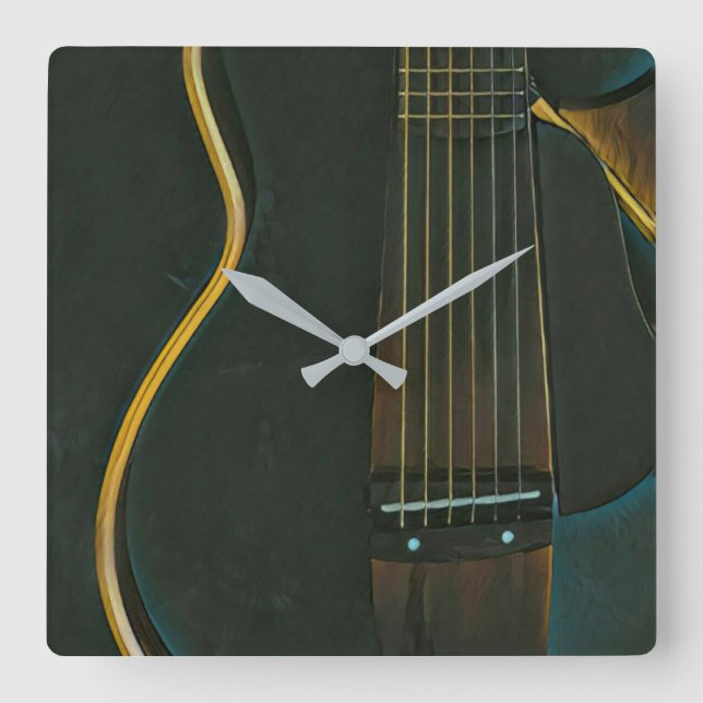 Horloge Carrée Basse guitariste cadeau (Recto)