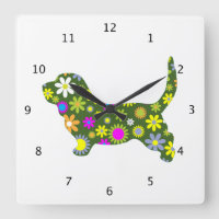 Basset Hound funky floral retro flowers colorful