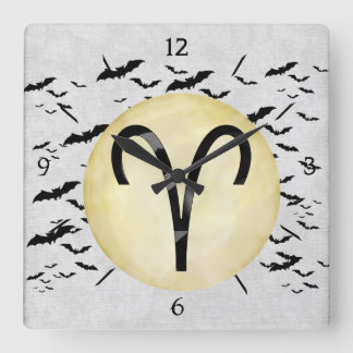 Horloge Carrée Bat Moon Aries
