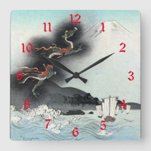 Horloge Carrée Bataille navale de la fureur du dragon pour le mon