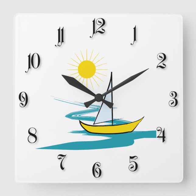 Horloge Carrée Bateau à voile simple (Recto)