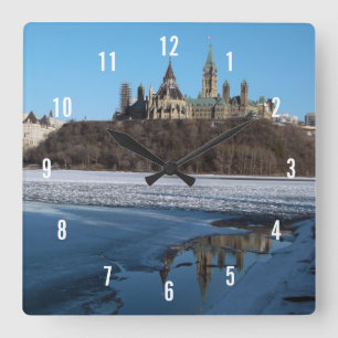 Horloge Carrée Bâtiments du Parlement du Canada Vue depuis la ri