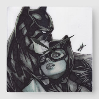 Horloge Carrée Batman & Catwoman ~ Bruce wayne & Selina Kyle