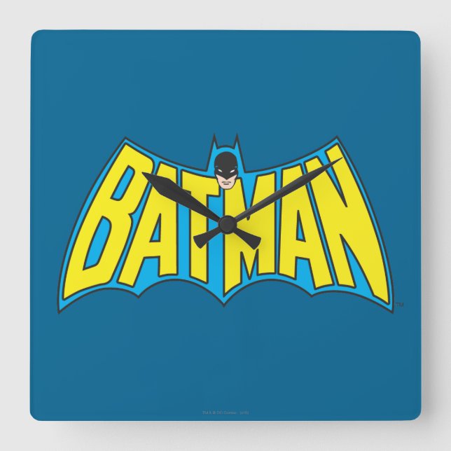 Horloge Carrée Batman | Logo Vintage bleu jaune (Recto)