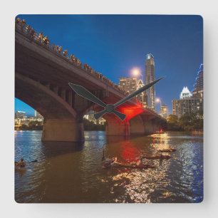 Horloge Carrée Bats d'Austin