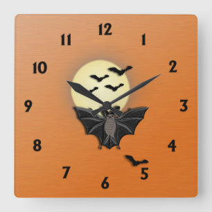 Horloge Carrée Bats d'Halloween