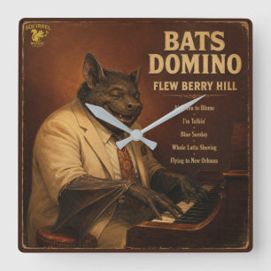 Horloge Carrée Bats Domino Album : une parodie