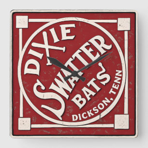 Horloge Carrée Battes de Frappe Dixie Logo Vintage Dickson Tennes