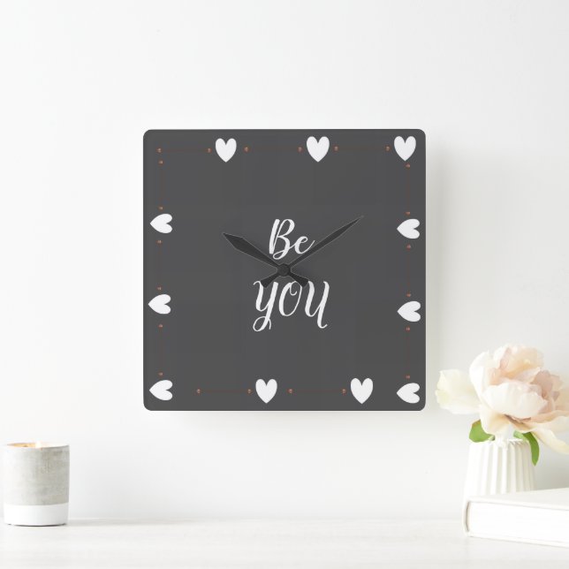 Horloge Carrée Be You Wall Clock – Minimal Modern Inspirational  (Maison)