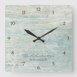 Horloge Carrée Beach House Driftwood Ocean Coastore