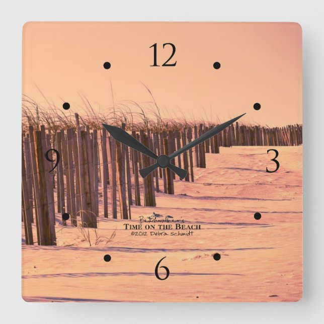 Horloge Carrée Beach Sand Dunes Fence Clock (Recto)