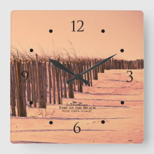 Horloge Carrée Beach Sand Dunes Fence Clock