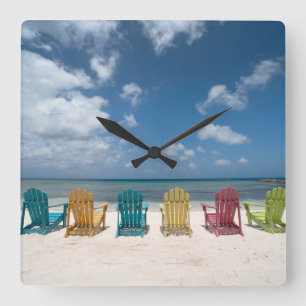 Horloge Carrée Beaches tropicales   Palm Beach, Aruba