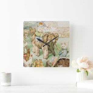 Horloge Carrée Beatrix Potter The Fairy Caravan Nursery