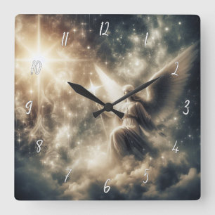 Horloge Carrée Beau ange avec ailes