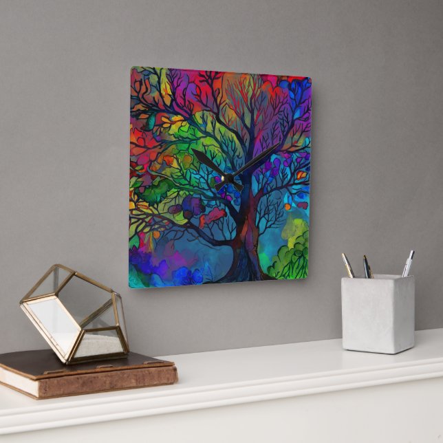 Horloge Carrée Beau Aquarelle (Bureau)