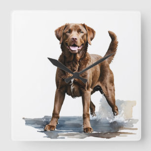HORLOGE CARRÉE BEAU CHESAPEAKE BAY RETRIEVER CHIEN BROWN