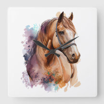 BEAU CHESTNUT WATERCOLOR CHEVAUX TÊTE