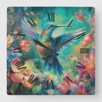Beau colibri entouré de fleurs