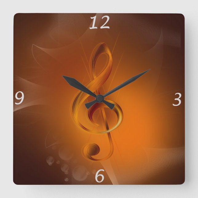 Horloge Carrée Beau cool flamboyant couleurs effets musique (Recto)