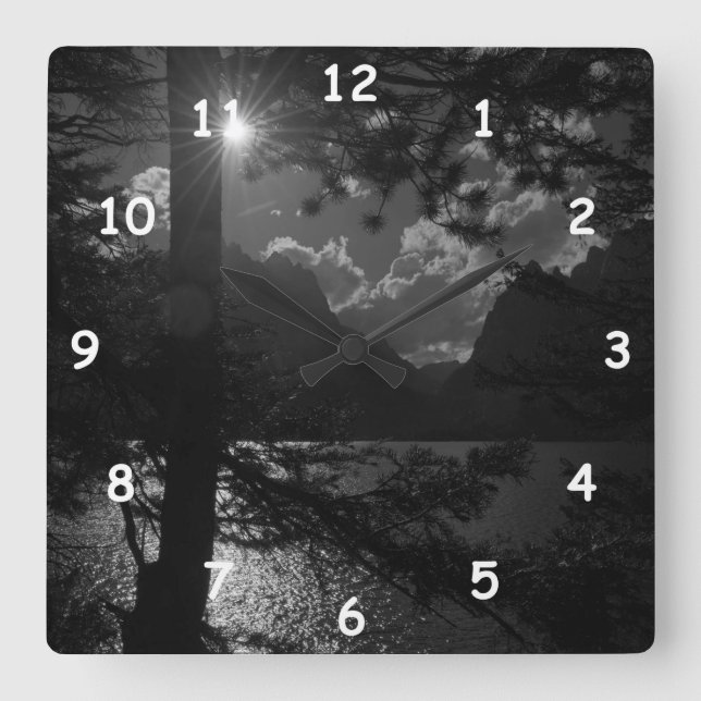 Horloge Carrée Beau lac à la lumière de la Lune (Recto)