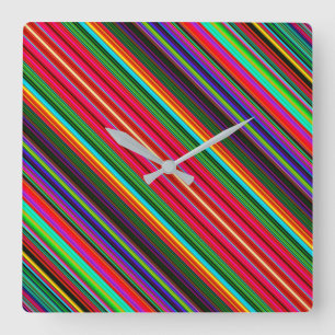 Horloge Carrée Beau Motif multicolore coloré