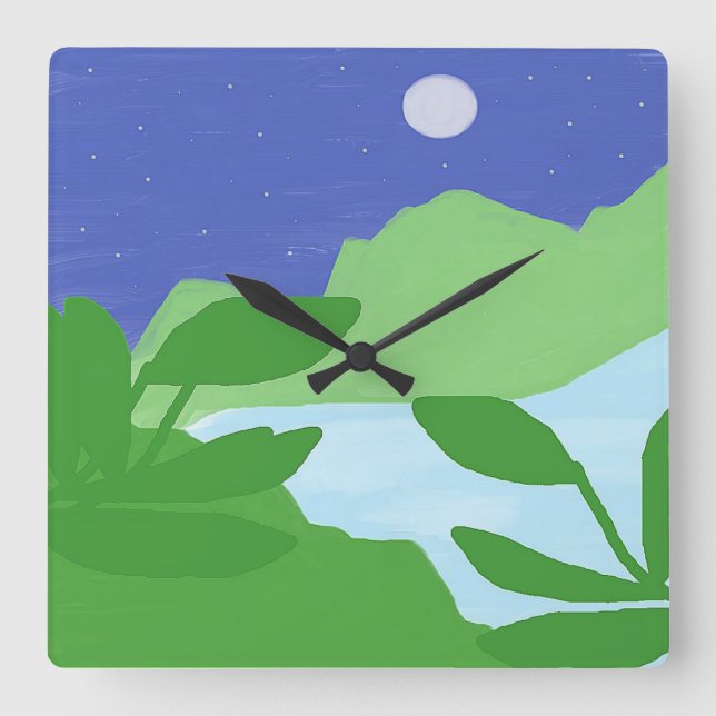 Horloge Carrée beau paysage art (Recto)