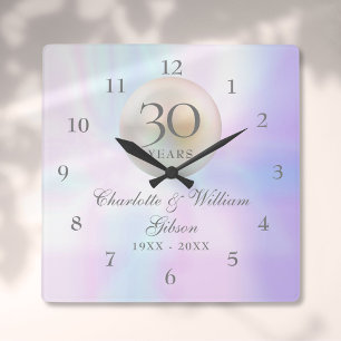 Horloge Carrée Beau Pearl 30e anniversaire de Mariage