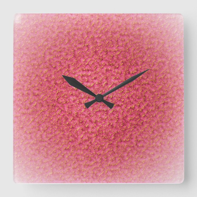HORLOGE CARRÉE BEAU ROSE OR ROUGE MODERNE TENDANCE ABSTRAITE (Recto)