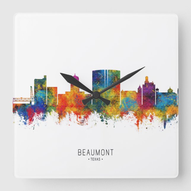 Horloge Carrée Beaumont Texas Skyline (Recto)